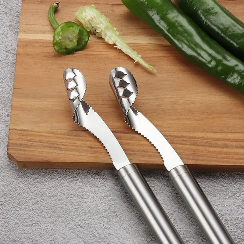 

Stainless Steel Cut Pepper To Core Household Tiger Skin Green Pepper Seeded Vegetable Slicer Tomato Core Remover Deseeder Tool
