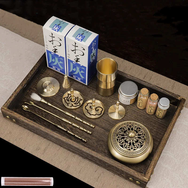 

Brass Incense Set Wax Melt Incense Burner Home Portable Hand Fragrance Powder Making Incense Burner Seal Moulding Tools