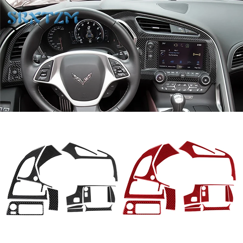 

for Chevrolet Corvette C7 2014-2019 LHD Carbon Fiber Car Central Control GPS Navigation Air Conditioning Frame Trim Sticker