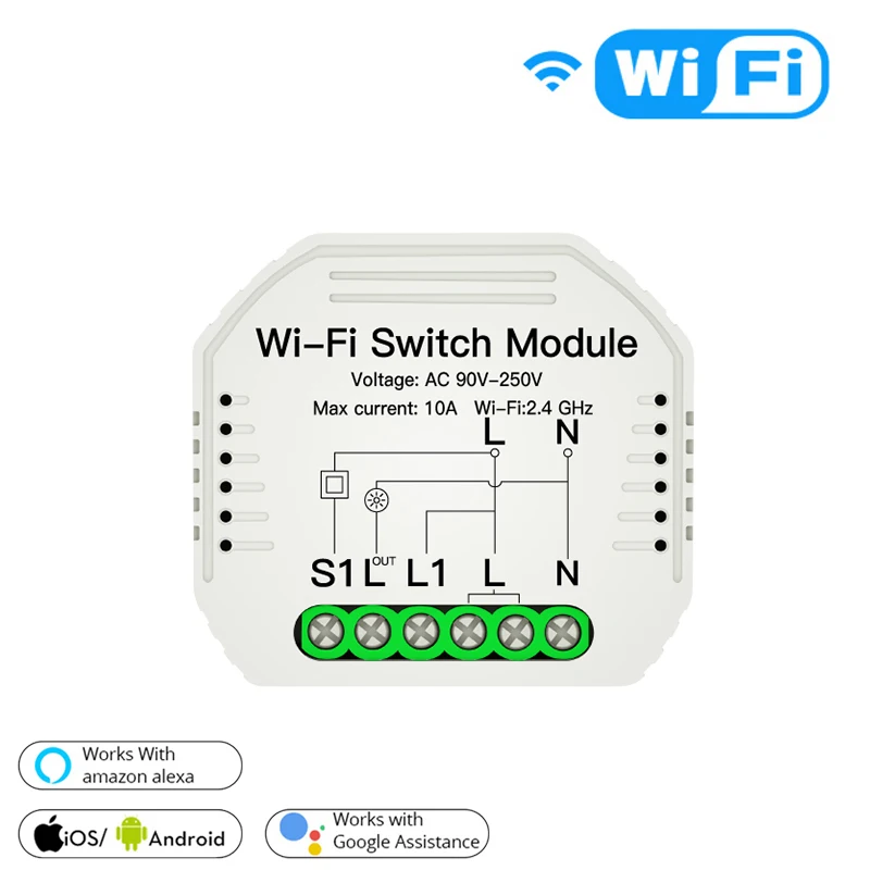 

Smart Home Wifi Switch Work With Tuya Alexa Home 90-250V WiFi Switch Module Breaker Module Smart Remote Cnotrol