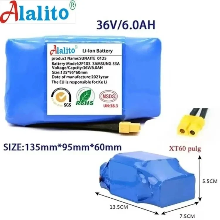 

Оригинальные аккумуляторы 36 В, 6000 мАч, Ач, перезаряжаемая литий-ионная батарея для электрического самобалансирующегося скутера, гироскутера, одноколесного велосипеда