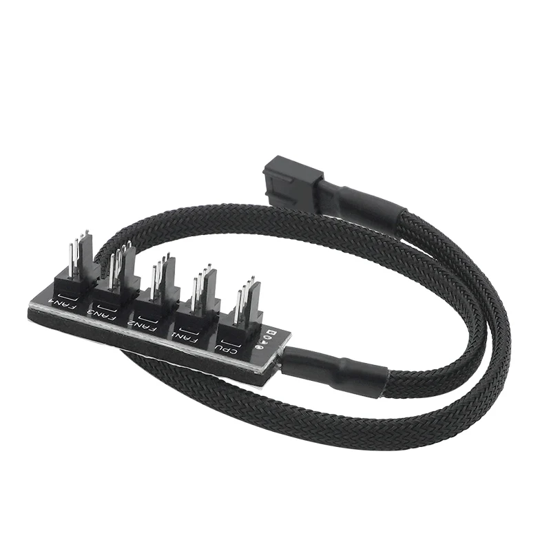 Braided Power Cable 1 to 5 / 4 Pins TX4 PWM CPU Cooler Computer Chassis Cooling Fan Hub Splitter Adapter Wire 39cm 40CM for PC