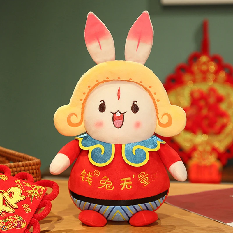 

2023 New Year Tang Suit Chinese Style Rabbit Plush Toy Soft Lucky Bunny Stuffed Doll Mascot Collection Christmas Gift
