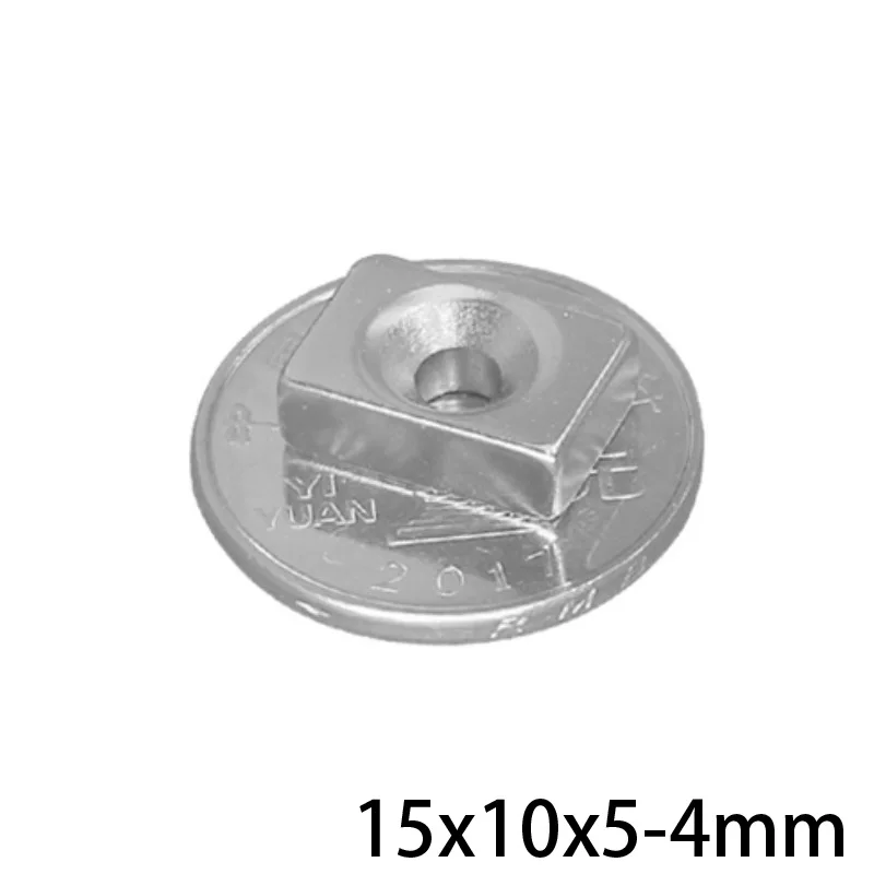 

2~50PCS 15x10x5-4 Strong Neodymium Magnet hole 4mm Block Permanent Magnetic 15x10x5mm-4mm Powerful Magnets 15*10*5-4 15*10*5