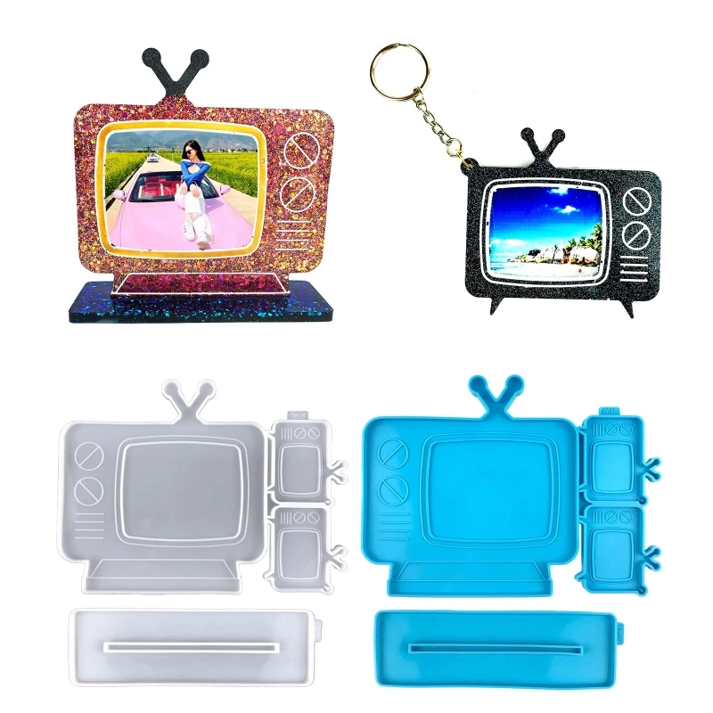 

124A TV Photo Frame Resin Epoxy Silicone Molds Mini Telivision Pendant with Hole Telivision Photo Frame DIY Keychain Mold