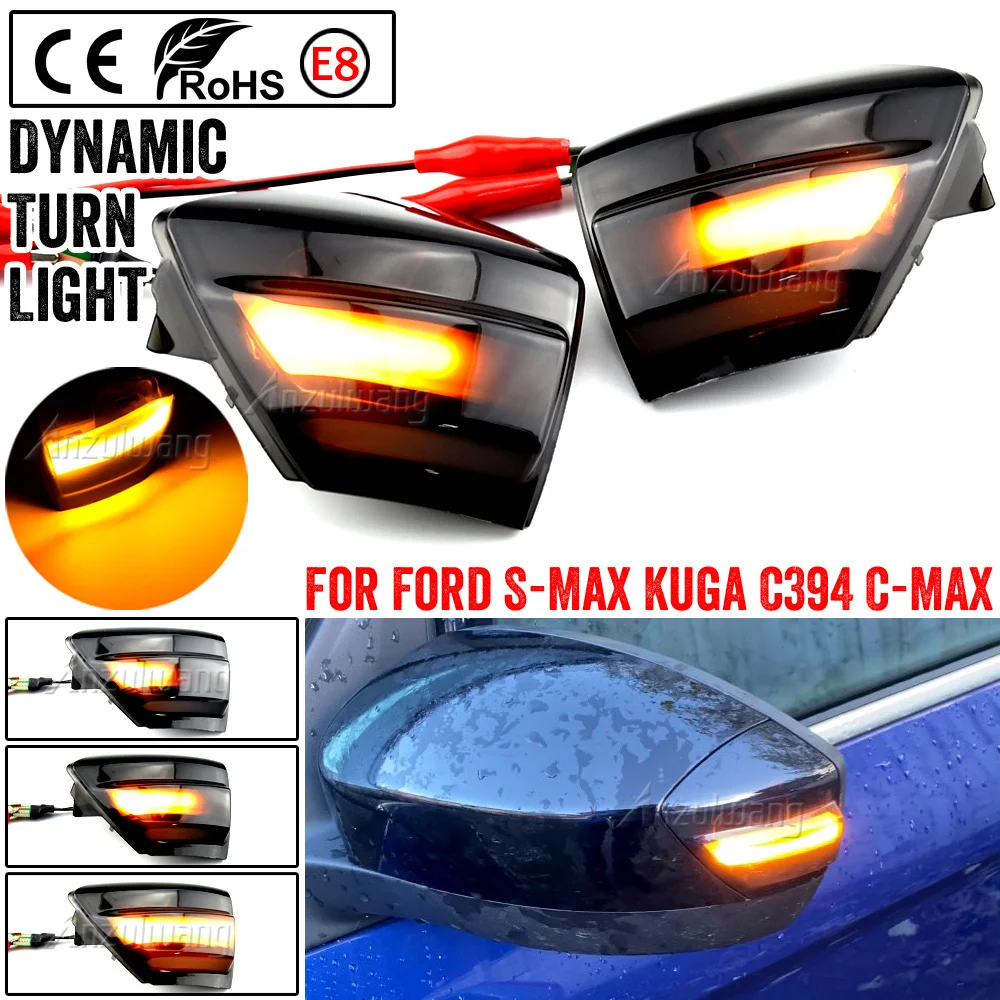 

Car Accessories LED Dynamic Turn Signal Side Wing Mirror Indicator Light Lamp For Ford S-Max 2007-2014 Kuga C394 08-2012 C-MAX