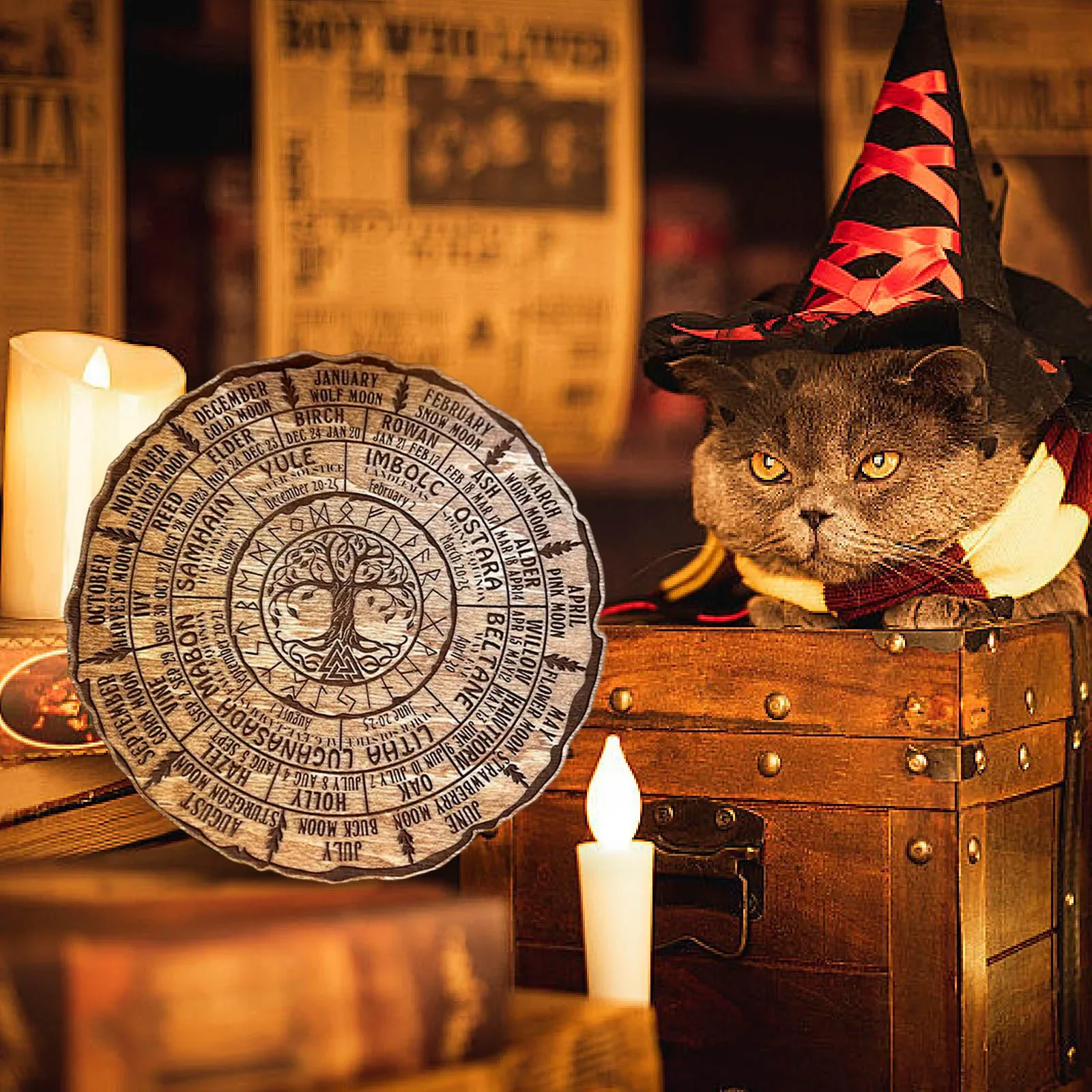 Календарь c деревьями колесо года деревянный знак дерево жизни календарь ведьмы