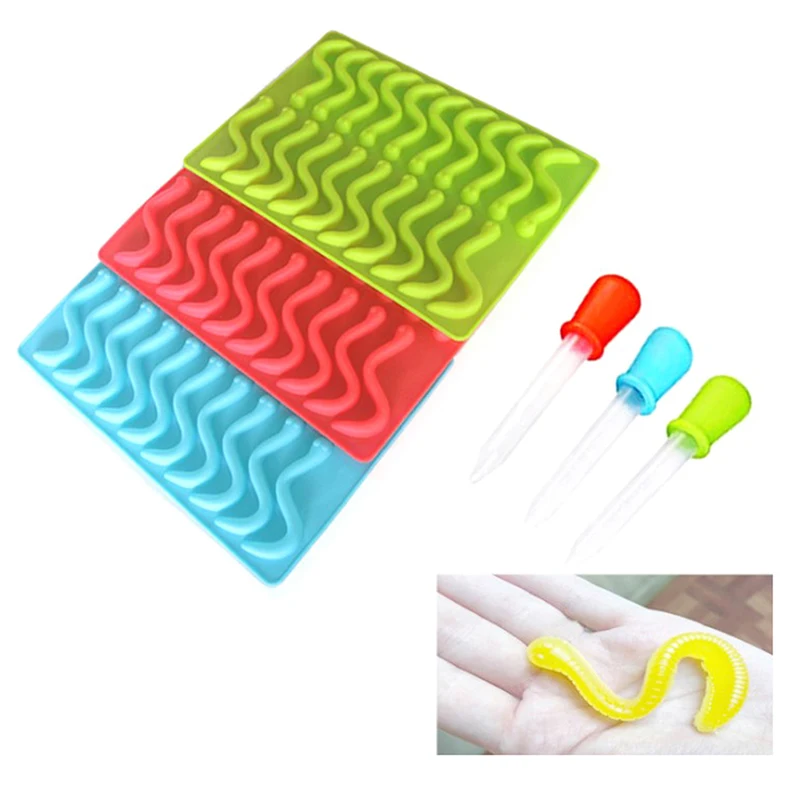 

20 Cavity Silicone Gummy Snake Worms Chocolate Mold Sugar Candy Jelly Molds