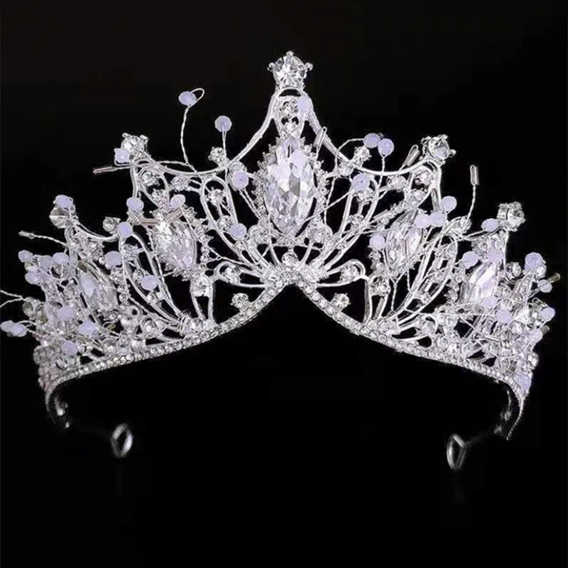 

Свадебная корона с кристаллами, украшения для волос, свадебный головной убор, Женский тиары в стиле барокко, короны для невесты, свадебные а...