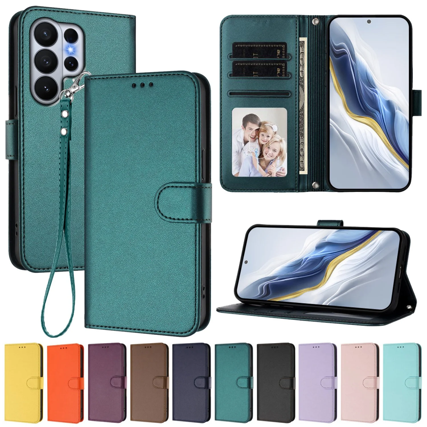 Фото Роскошный чехол-кошелек из искусственной кожи для Samsung Galaxy S6 S7 Edge S8 S9 Plus S10E S20 FE S21 S22 Ultra, флип-кейс с держателем №1