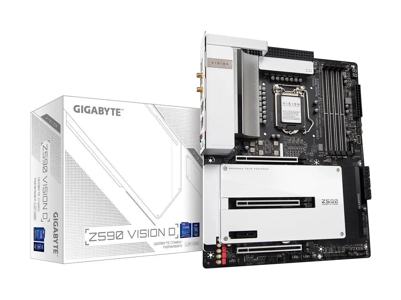 

GIGABYTE Z590 VISION D LGA 1200 Intel Z590 ATX Motherboard with Triple M.2, PCIe 4.0, USB 3.2 Gen2X2 Type-C, Intel WIFI 6