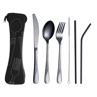 stainless steel portable tableware outdoor camping tableware stainless steel knife fork and spoon three piece set