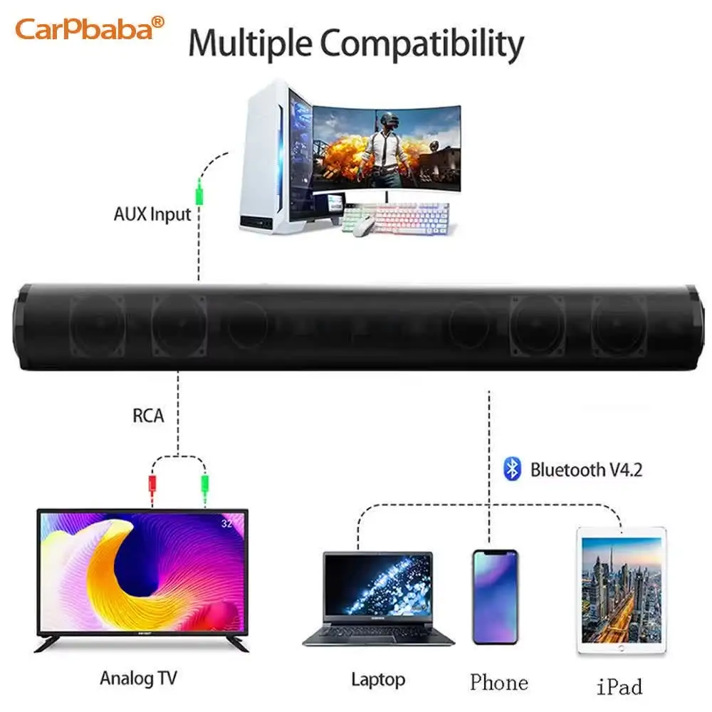 Фото 20-ваттная Bluetooth-колонка с сабвуфером, стереозвуком, USB-подключением для ПК, ноутбуков, MacBook, настольных компьютеров, аудиоустройство для компьютера и телефона. №4