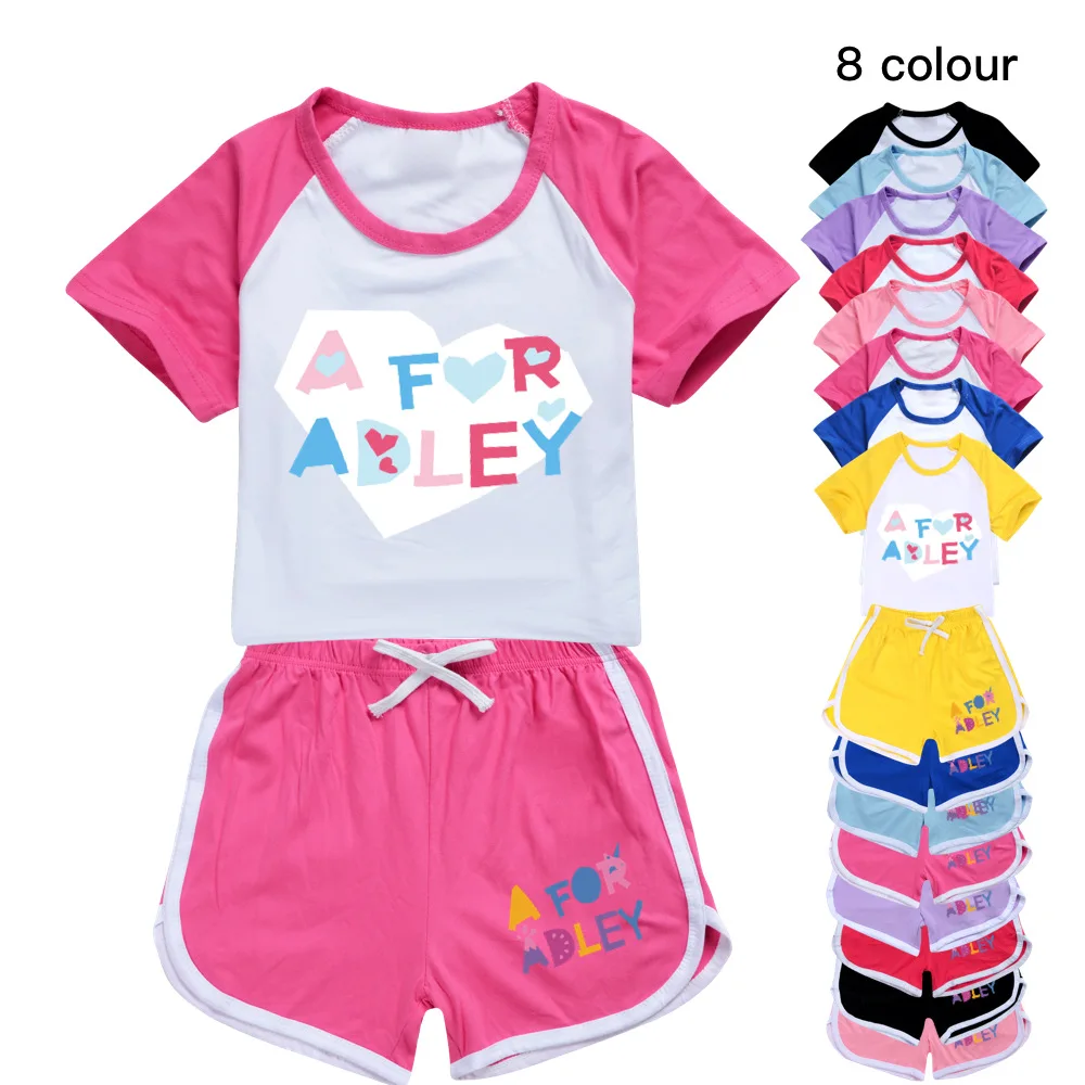 

Футболка и шорты A for Adley с мультяшным принтом, повседневный спортивный костюм, новинка, Детская эксклюзивная одежда, оптовая продажа, топы дл...