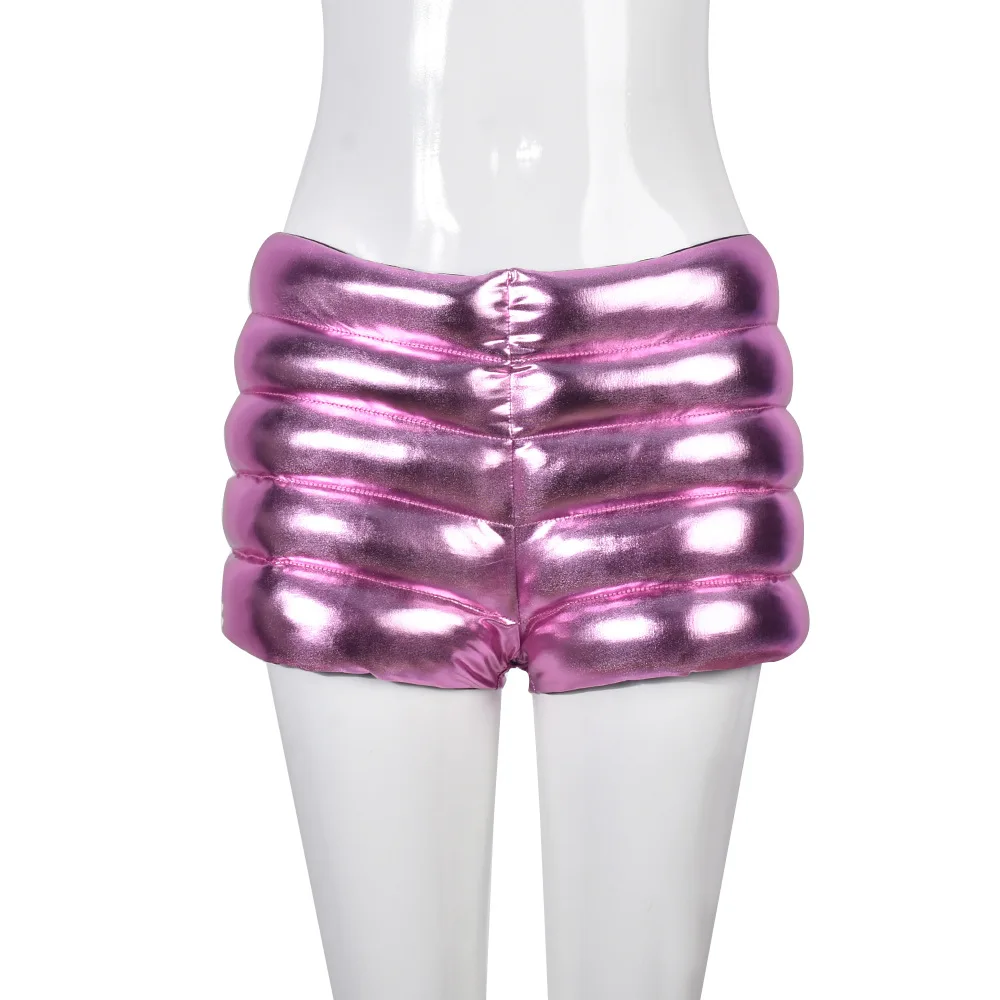 Sparkling Women Mini Shorts Solid Silver Bodycon Streetwear Pants 2023 Summer Chic Workout Activewear Y2K Style Bottom Outfits