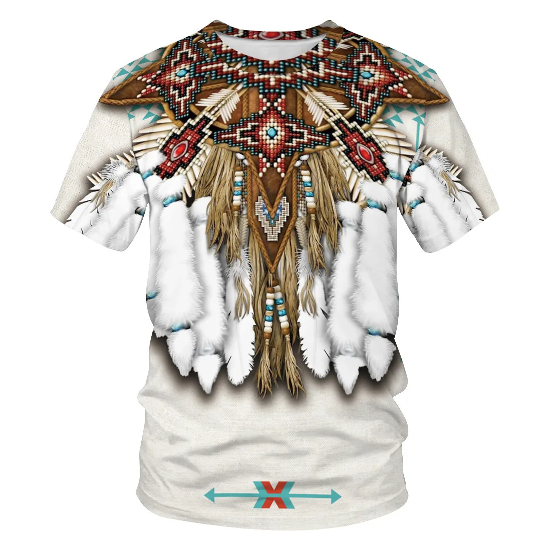 

Ordinary Casual Boho Style Men 3D Printed T-shirt Indian Folk Clothing Retro Breathable Round Neck Short Sleeve