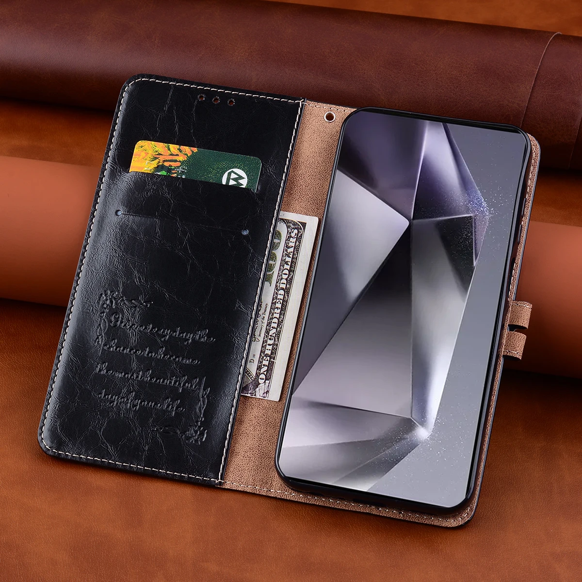 Фото Кожаный чехол-книжка-книжка для телефона Samsung Galaxy S24 S23 S22 S21 S20 Ultra S10 Plus FE S10e Galaxy Note 10 9 8 Book Cover Coque №5