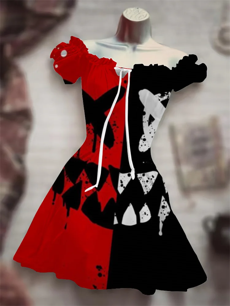 

Женское платье с завышенной талией, яркое Повседневное платье для офиса с 3D-принтом черепа и завязками, праздничное платье 2021, лето 2021