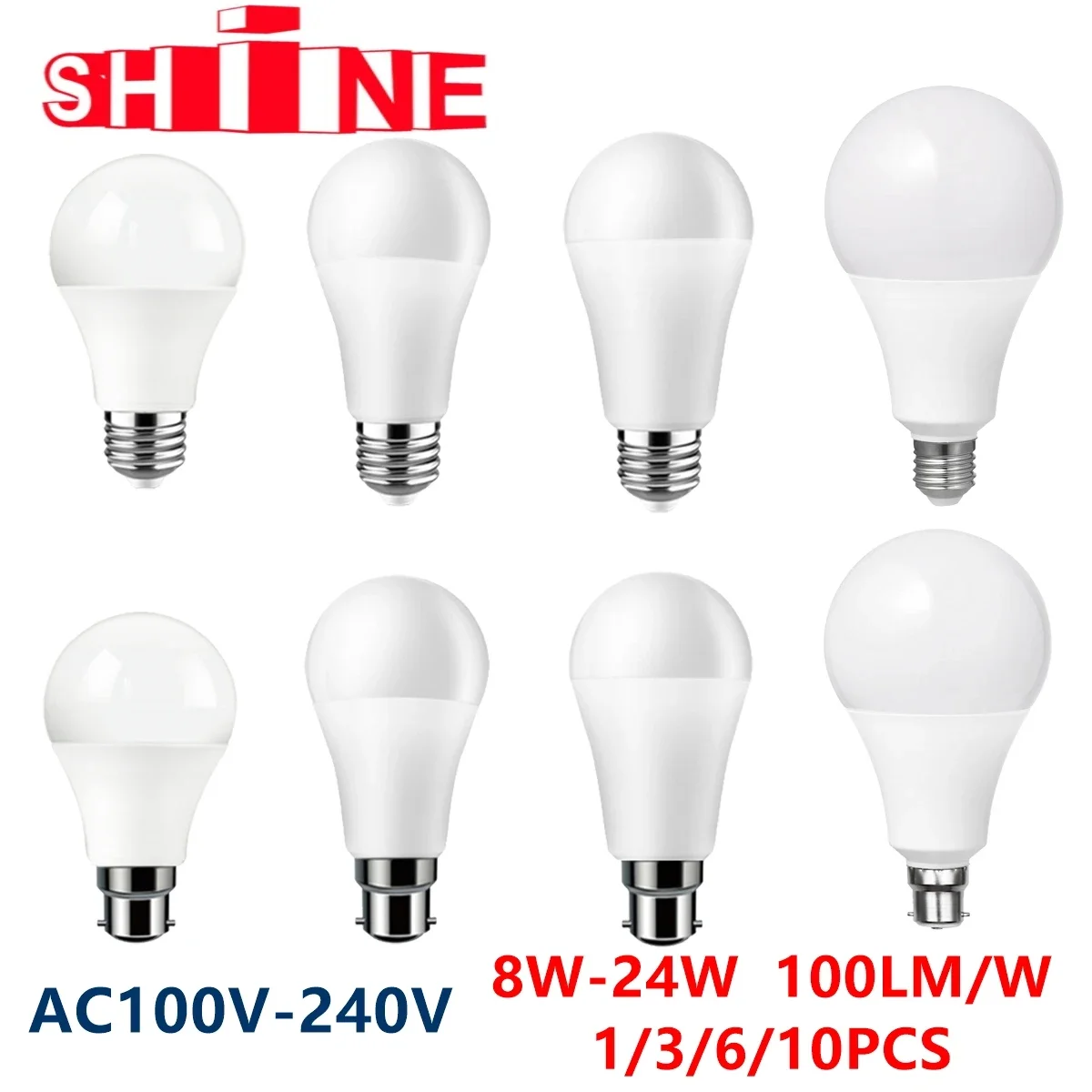 Factory direct LED bulb full voltage AC120V 220V 8W-24W E27 B22 high lumen without flicker 3000K/4000K/6000K warm white light