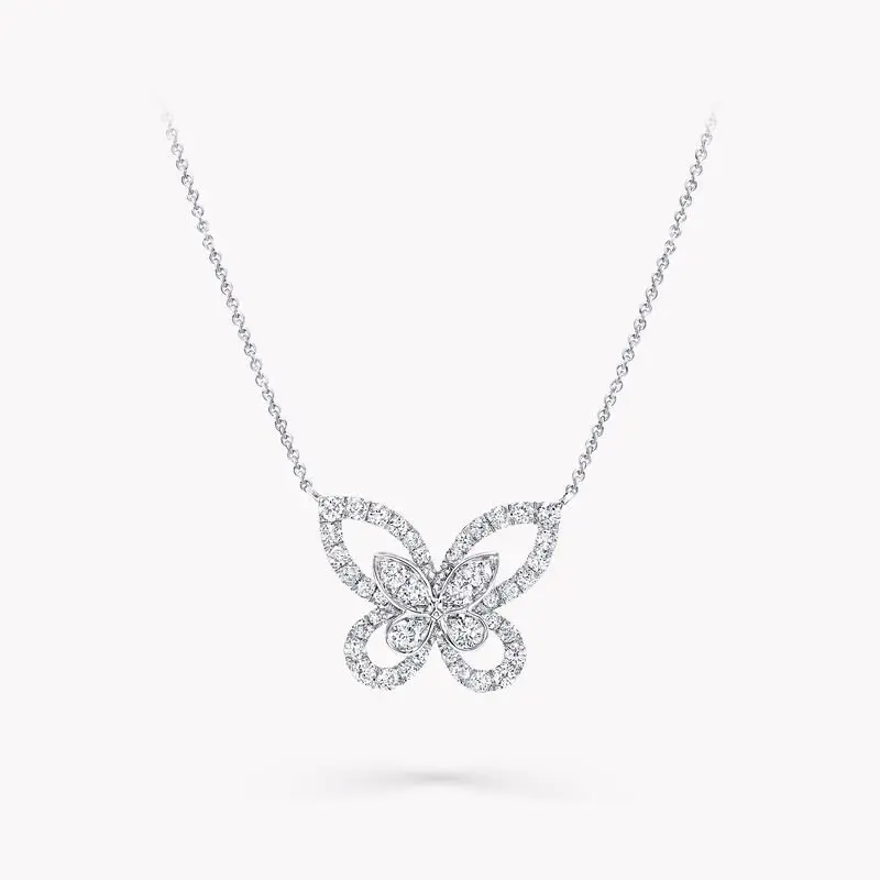 

S925 Sterling Silver Diamond-encrusted Butterfly Pendant Women's Item Chain Women's Light Luxury Brand Jewelry Wedding Christmas