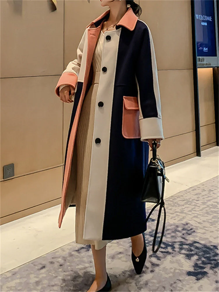

Dinboa-woolen Coats for Women Fall Winter 2022 New Oversized Single Breasted Coats Office Ladies Vintage Streetwear Outerwear