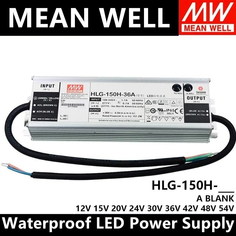 

MEAN WELL HLG-150H-12A/12B/15A/15B/24A/24B/30A/36A/36B/42A/48A/48B/54A/54B Taiwan MEAN WELL Waterproof LED Power Supply