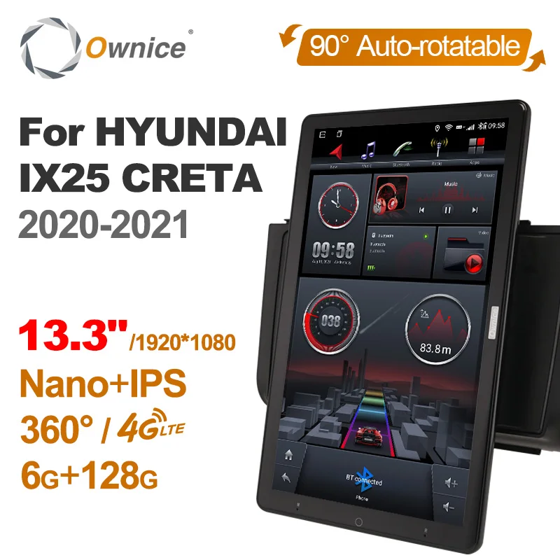 

1920*1080 Nano Ownice Android 10,0 для Kia Seltos 2020-2021автомагнитола Видео Аудио 13,3 "IPS поворотный 360 6G 128G Тесла стиль