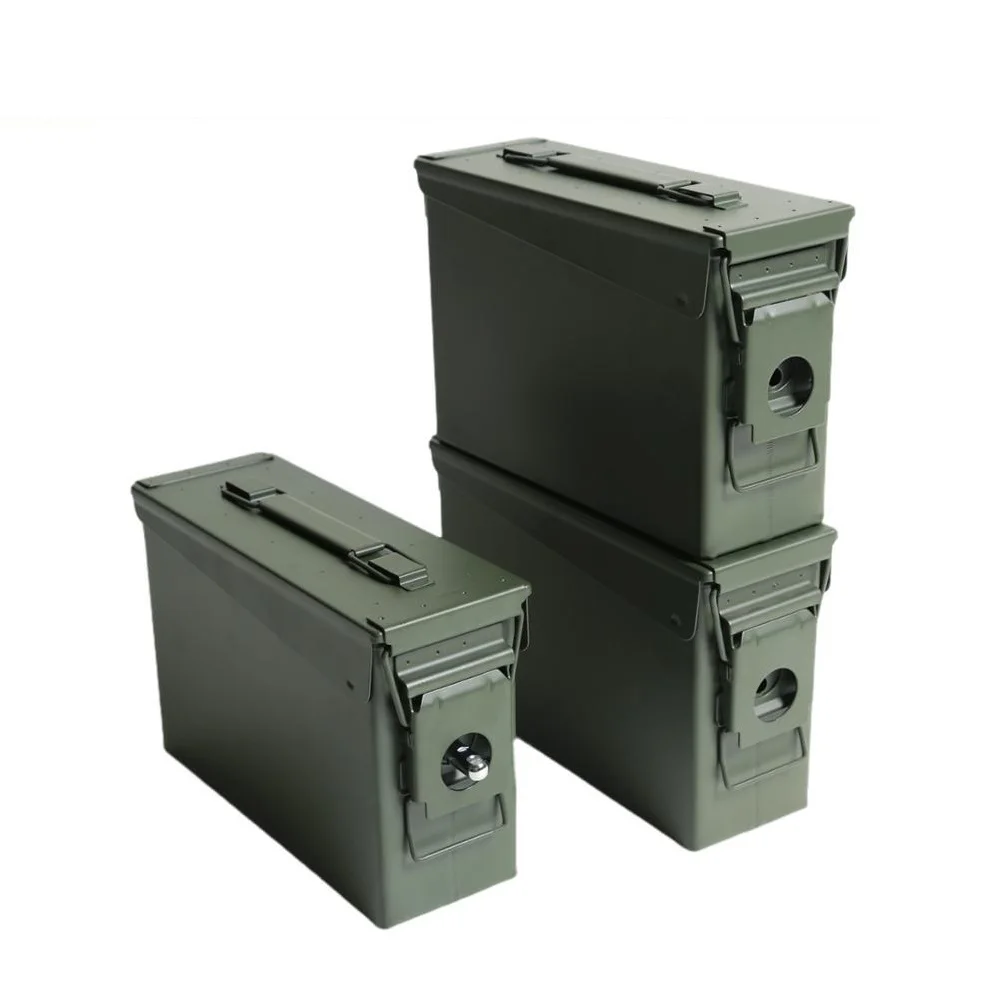 Waterproof Tool Box Toolbox Organizer Aluminum SuitcaseAmmo Storage Can-Military  Army Solid Steel Holder Long-Term Shotgun