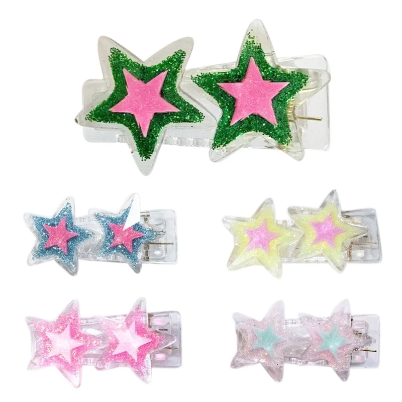 

Holiday Cartoon Star Hair Clips Plastics Sparkling Hairpins Sweet Hair Barrettes Hair Accessories for Kids Girls DXAA