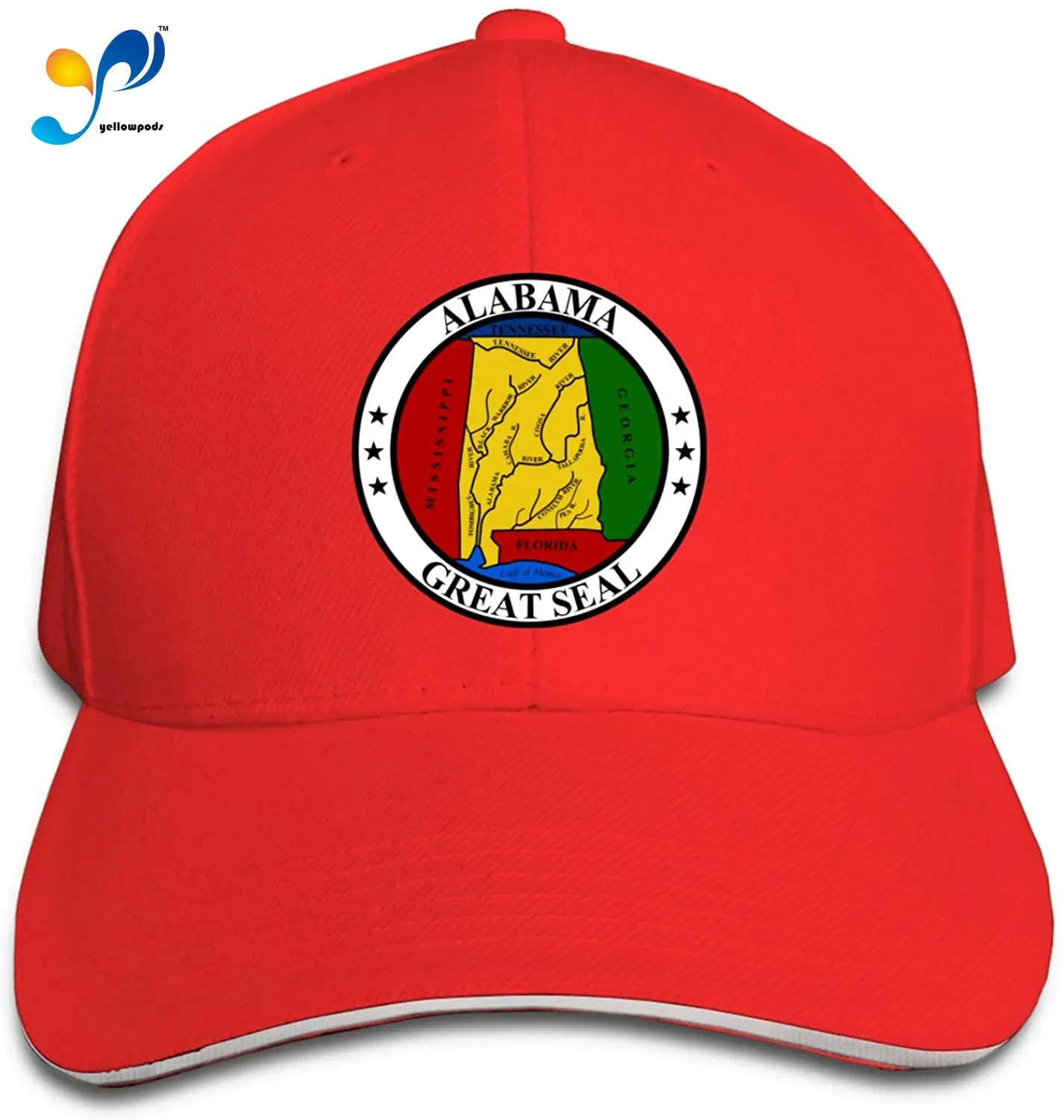 

Seal Of Alabama Sandwich Cap Man's Women's Baseball Hat Free Regulating