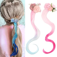 unicorn floral hair clip for kids girl sequin net yarn hair ties with long wig hairgrips princess party hairpin hair accessories