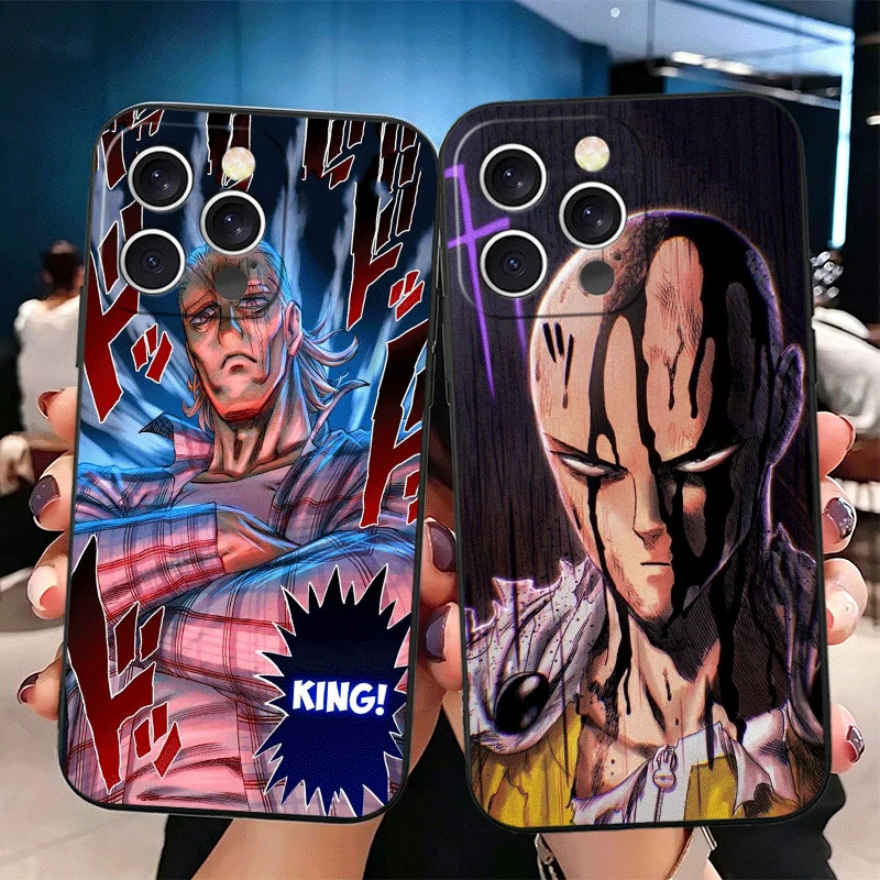 Фото Чехол для телефона One P-Punch-Mans Saitama King Soft для iPhone 11 13 14 15 16 Pro Max 17 Air 16E 12 Mini 7, черный, задняя крышка №2