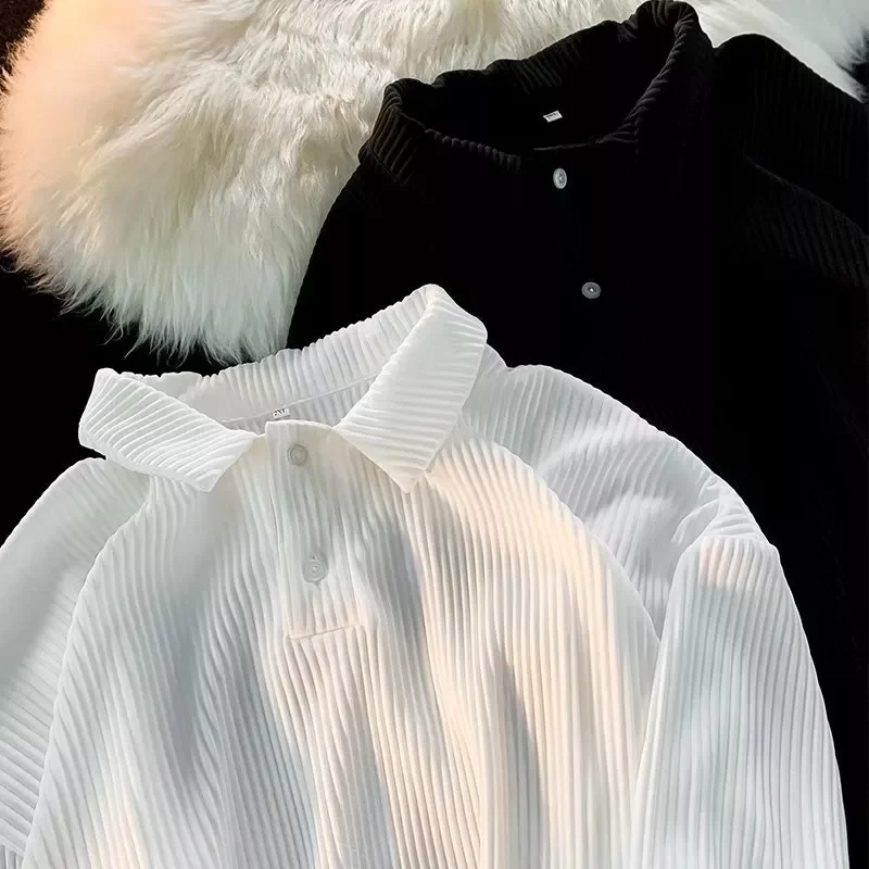 

Short Sleeve Turn Down Collar Slim Fit Tee Shirt Homme Summer Breathable Ice Silk Knitted Men Casual Striped Polo Shirts