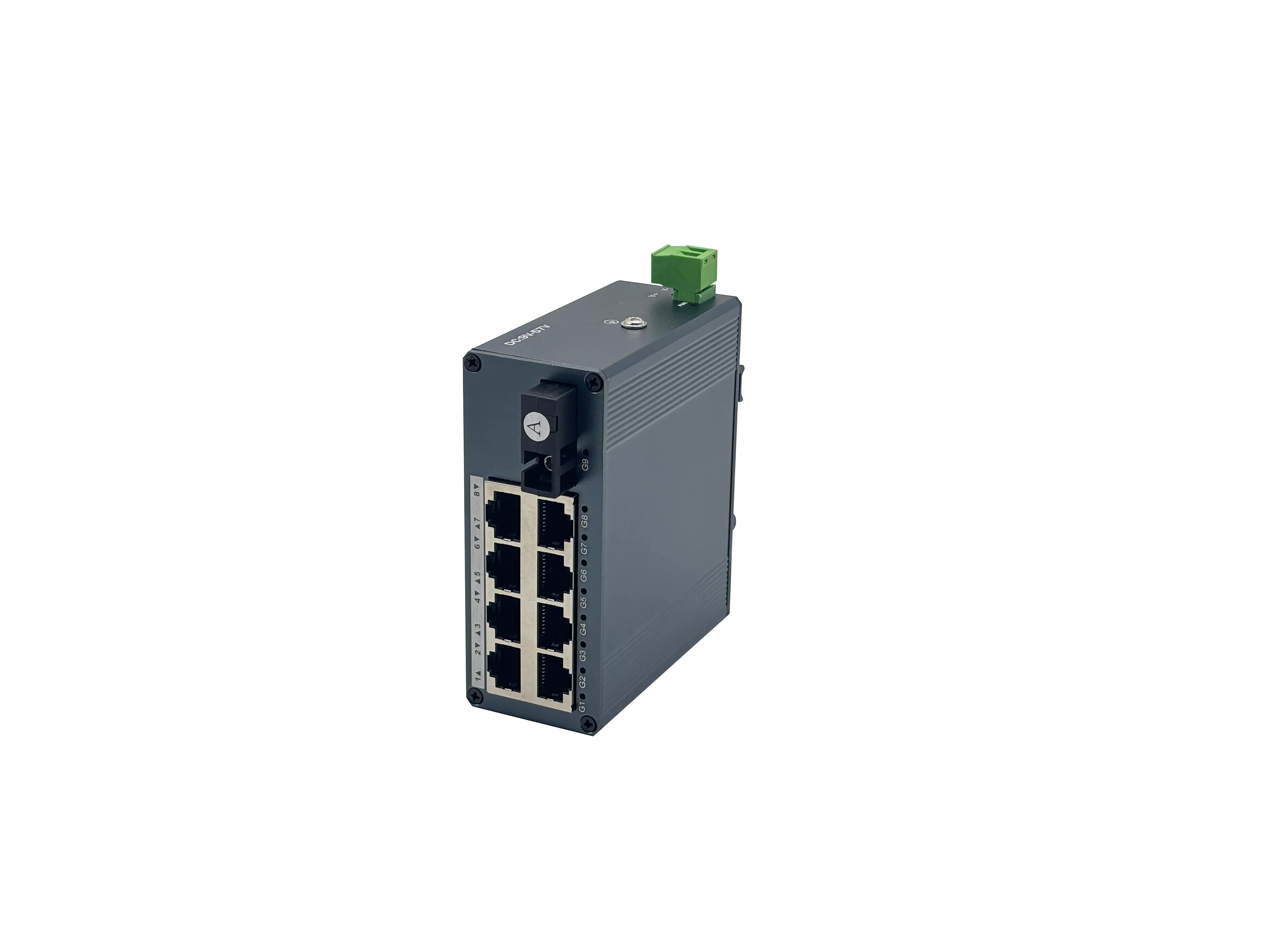 Фото Гигабитный медиаконвертер 1 SC на 8 RJ45 10/100/1000M, промышленного класса, миниатюрный, одномодовый, 20 км, для монтажа на DIN-рейку, оптический трансивер. №3