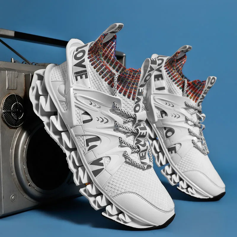 

New Men Jogging Walking Sports Shoes Sneakers Breathable Blade Shoes High-quality Antiskid Damping Wear-resistant Non-slip Light