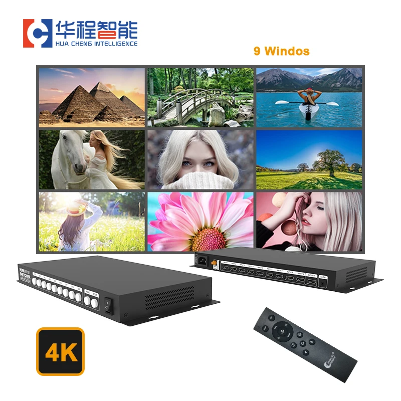 

Video Switcher AMS-QMV-H9 LED 9 In 1 Out Seamless Switch LED TV Screens Divider Video Converter Multi-viewer