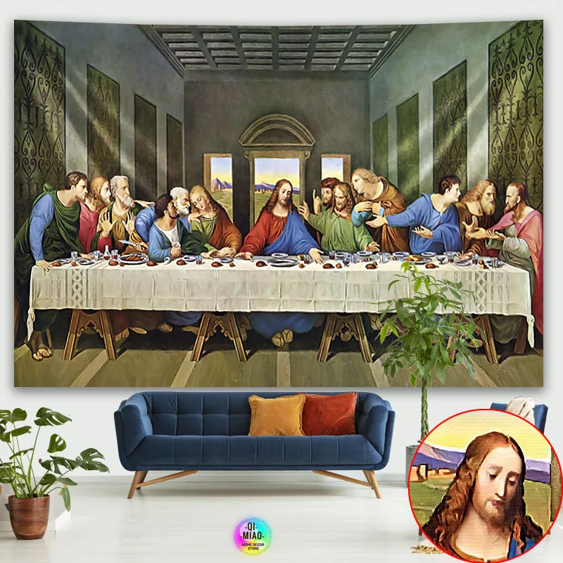 

Last Supper Tapestry Christ Jesus Easter Catholic Religion Wall Hanging Room Decor Christmas Decoration Large Fabric Tapestries