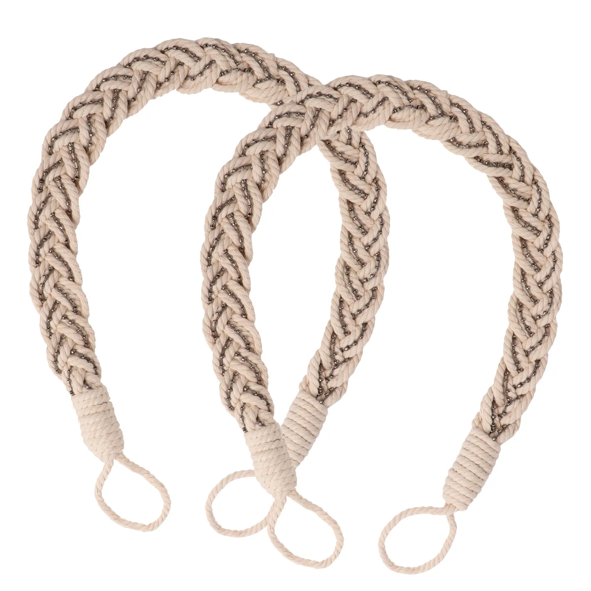 

2 Pcs Braided Window Curtain Tieback Hand Tied Curtain Clip Buckle Curtain Tiebacks
