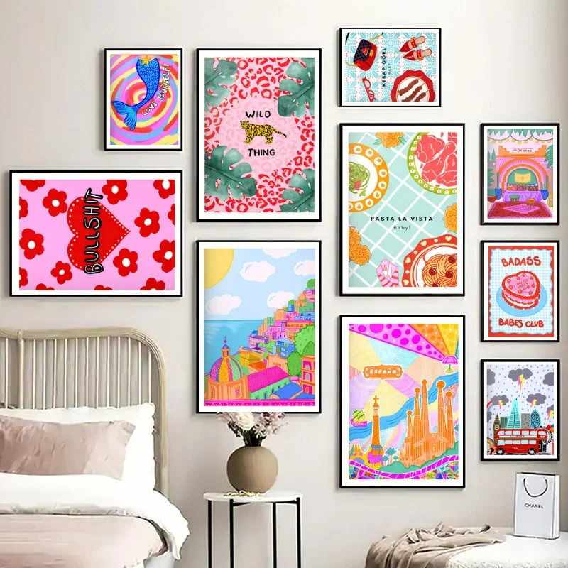

Марокканский Париж Испания паста пчела Русалка автобус настенная Картина на холсте скандинавские постеры и принты настенные картины для декора гостиной
