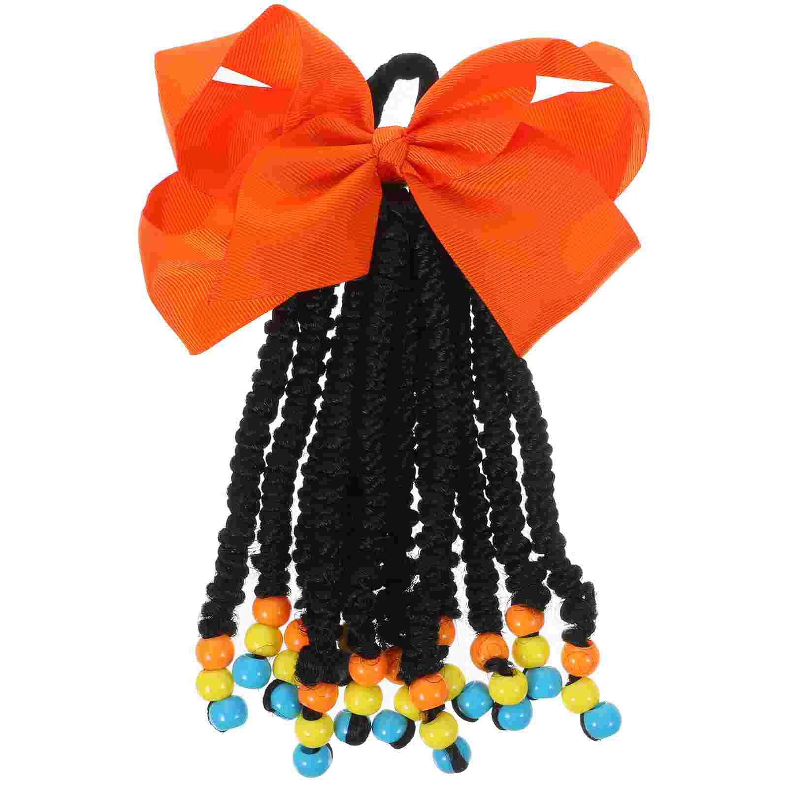 

Wigs Beaded Braided Ponytail Women Hair Extensions Fiber Braiding Child Synthetic Beads Wigs Bows Children'S Hair Extensions