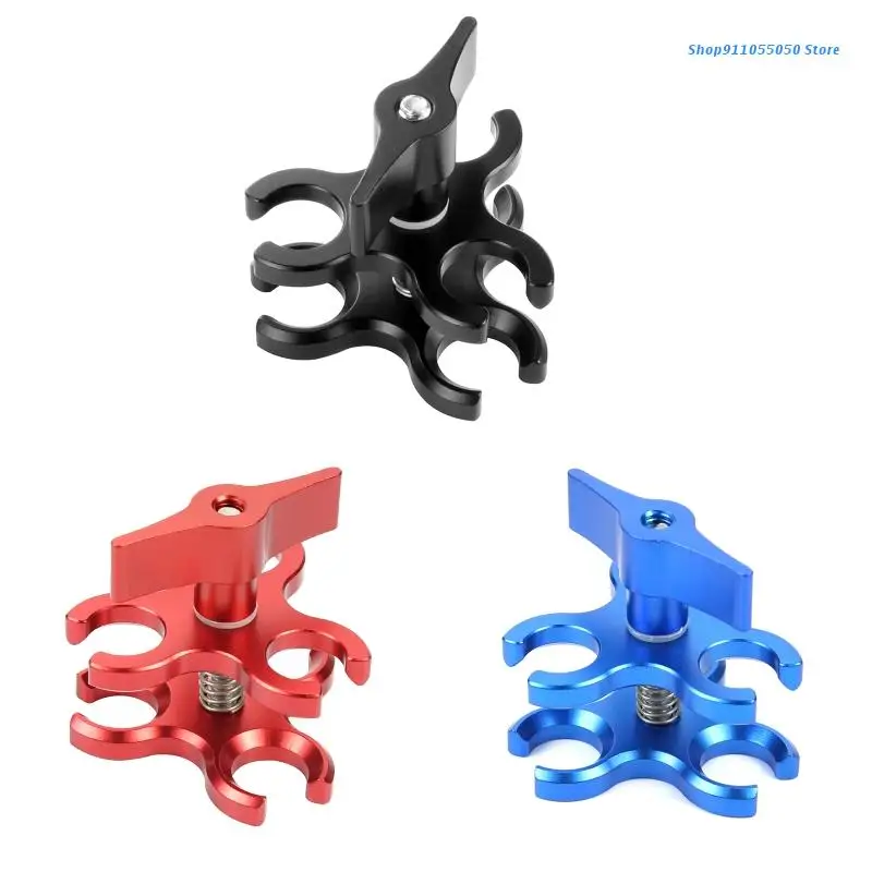 

C5AB 1inch Ball Head Clamp Mount for Go Pro 7 6 5 Sports DSLR Camera with 3 Open Hole