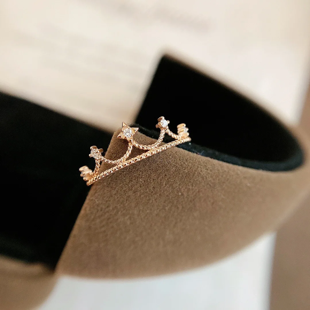 

2023 New Light Luxury Style Crown Ring Women's S925 Sterling Silver Plated Simple Food Women's Finger Ring