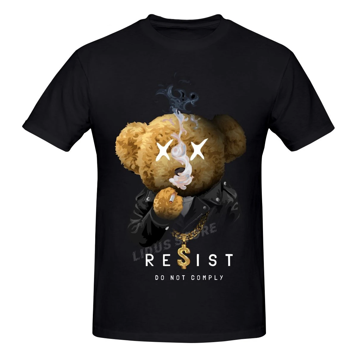 

Cool Teddy Bear Leather Jacket Smoking Cigarette T shirts Harajuku Short Sleeve T-shirt Graphics Tshirt Brands Tee Tops