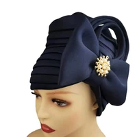new nigerian beanie fashion bonnets for women elegant head wraps flower knot muslim turban hat gorras de invierno para mujer
