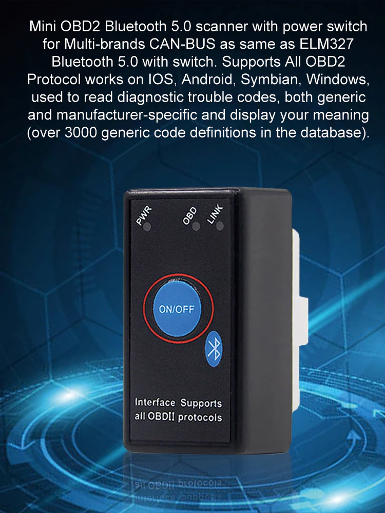 

ELM327 V 1,5 OBD2 сканер Bluetooth совместимый с чипом для Android OBD 2 Автомобильный диагностический инструмент OBD2 сканер инструмент