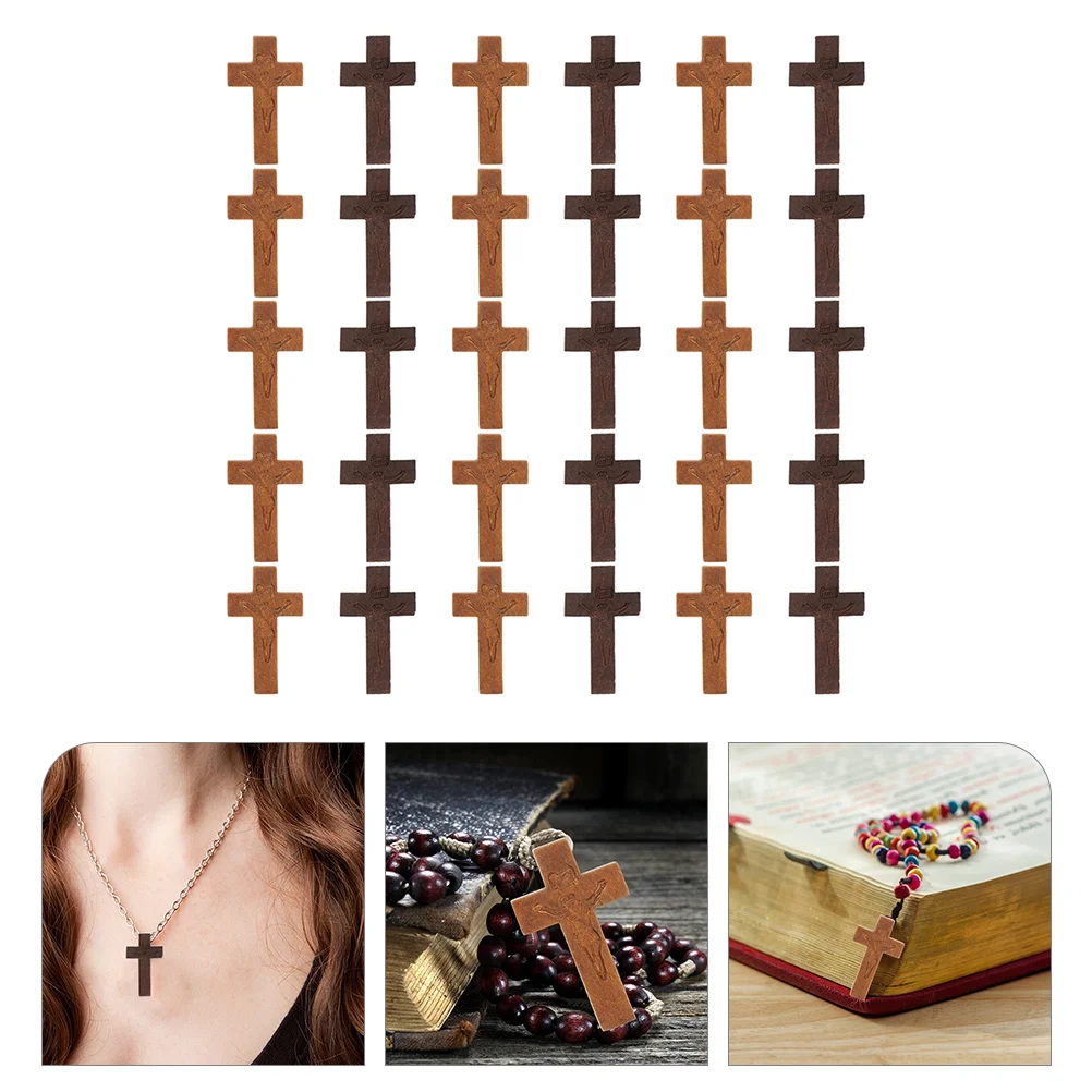 

Cross Charms Jewelry Making Pendants Charmwooden Crucifix Pendantdiy Catholic Christian Wood Decoration Jesus Party Neckalce