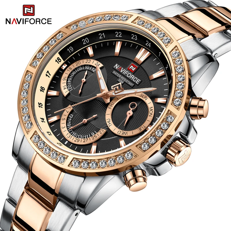 

Top Brand NAVIFORCE Men Watch Fashion Casual Complete Calendar Stainless Steel Waterproof Watches Luminous Pointer Quartz Clock