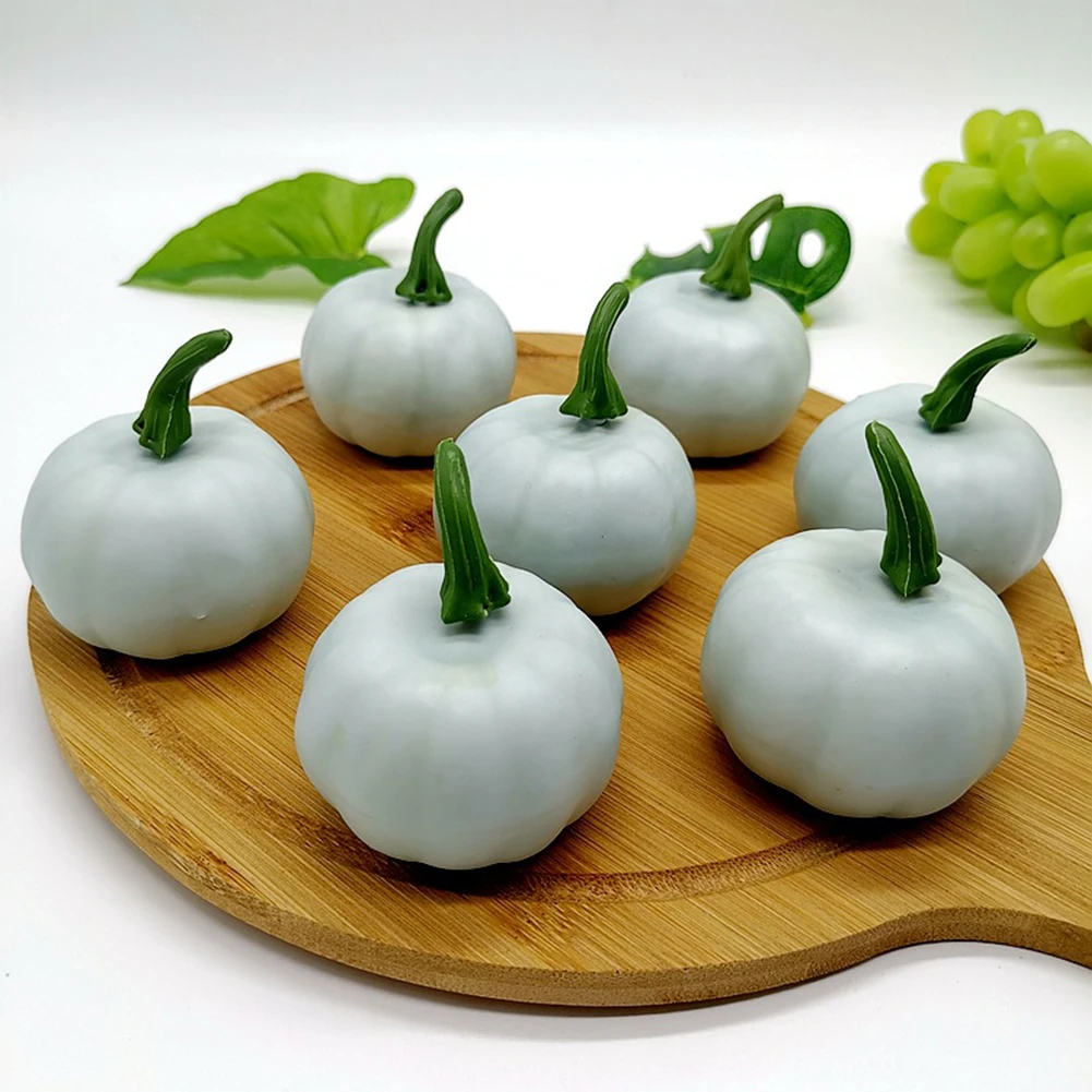 

12pcs Halloween Mini Pumpkins Foam White/Orange/Blue/Dark Green Halloween Party Autumn Thanksgiving Garden Decorations
