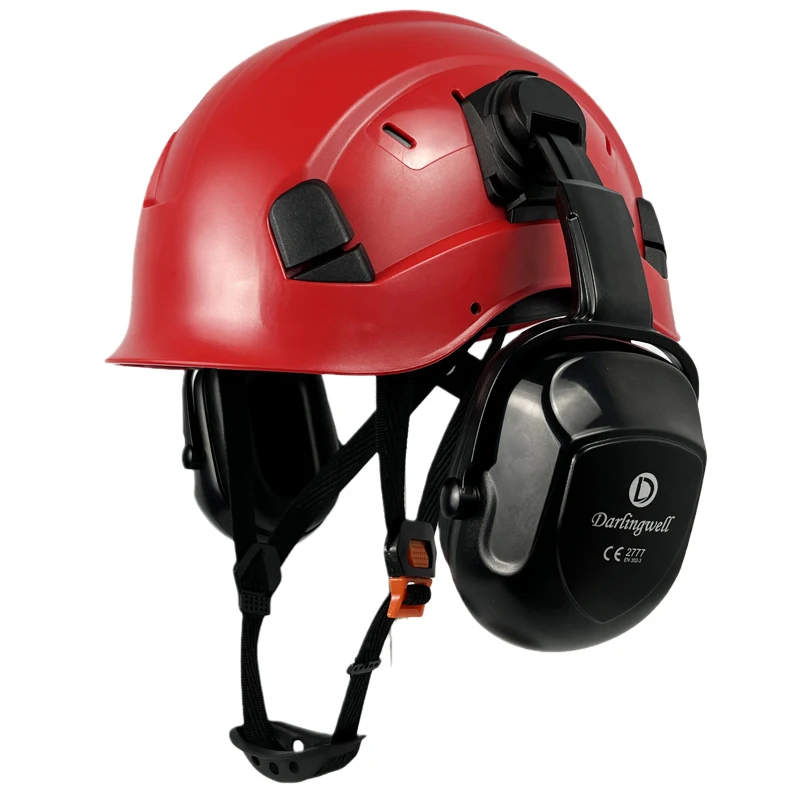 

CE Safety Helmet With Earmuff EN352 Adjustable Vents Work Cap ABS Hard Hat For Engineer ANSI Industrial Protection Rescue