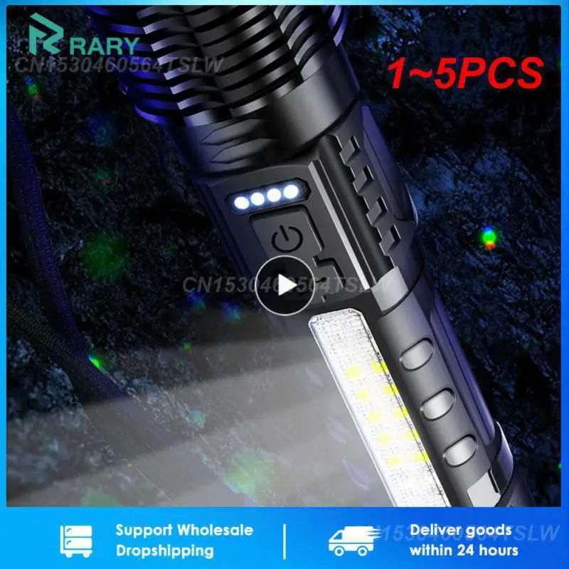 

1~5PCS High-power LED Rechargeable Flashlight with 30W Lamp Beads Portable 7 Lighting Modes Zoomable Waterproof Camping